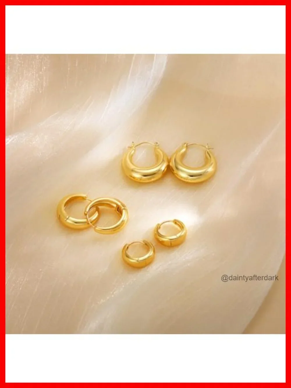 Chunky Gold Hoop Earrings 14k Gold Plated Stack Set 3 Pairs Hypoallergenic